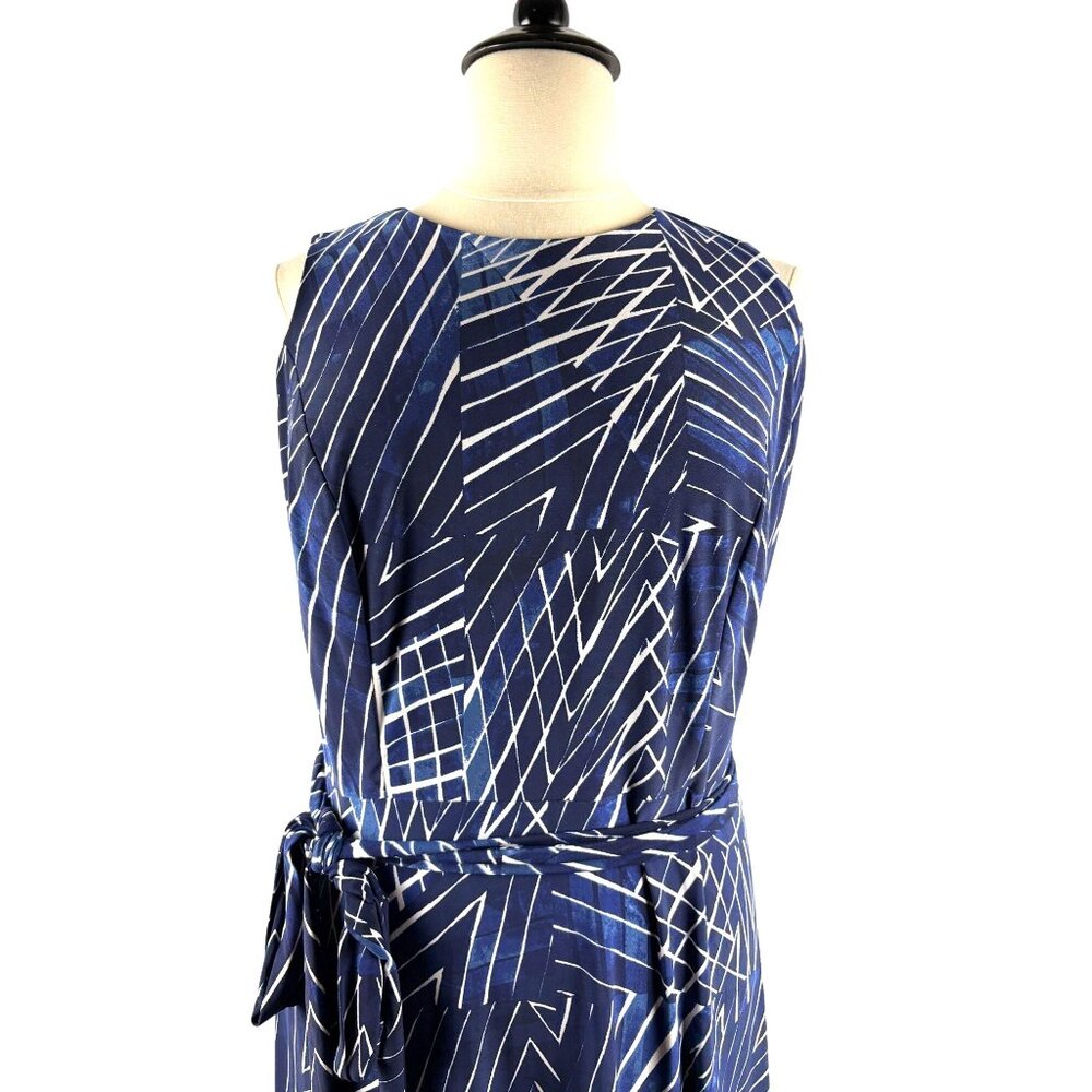 Lauren Ralph Lauren Geometric Print Sleeveless Maxi Dress with Belt Women's 14W - Picture 5 of 16